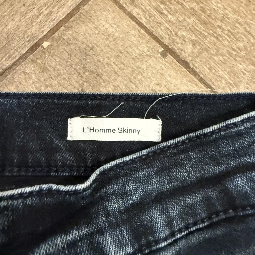 FRAME Jeans Mens 34 Blue black Organic Cotton Dark Wash L'Homme Skinny Stretch